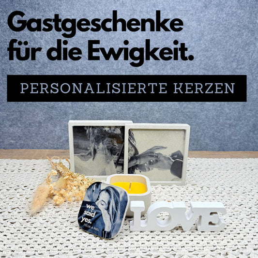 PERSONALISIERTE KERZE I Beton & Bienenwachs I Gastgeschenk I Hochzeitsgeschenk I Personalisierte Geschenke mit Foto